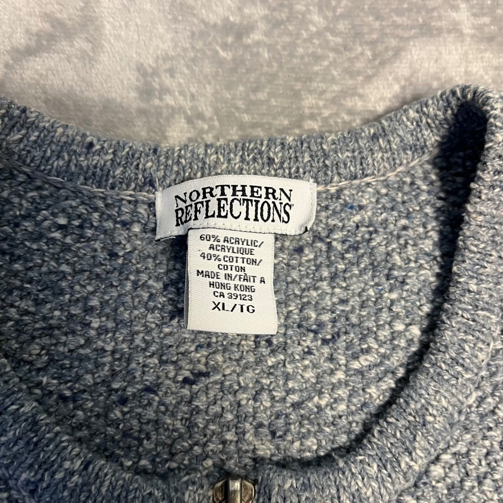 Northern Reflections Cardigan Womens XL Blue Striped Full Zip Sweater Vintage